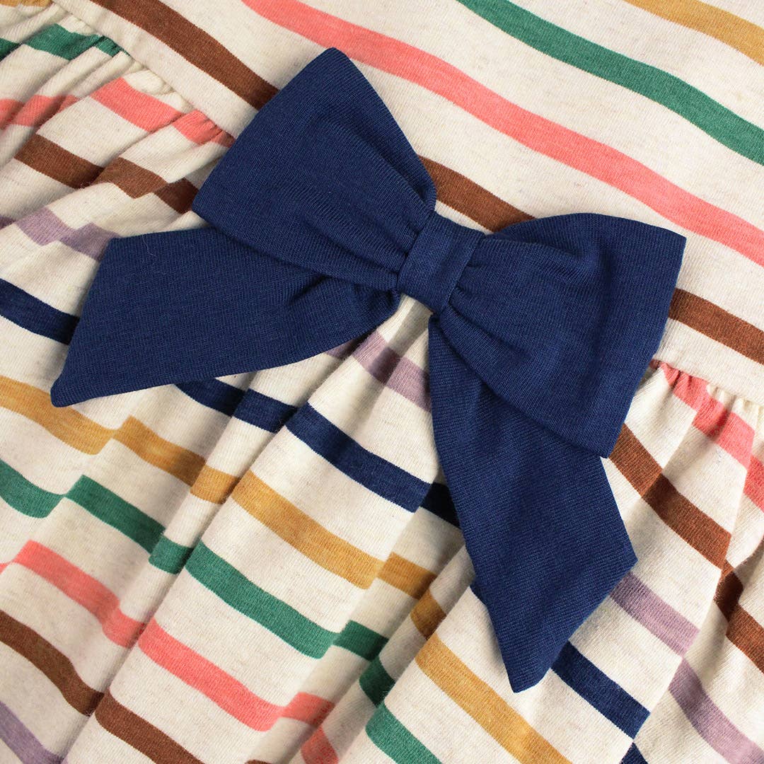 RuffleButts Sunrise Rainbow Stripe Knit Long Sleeve Twirl Dress: / Multi-Color