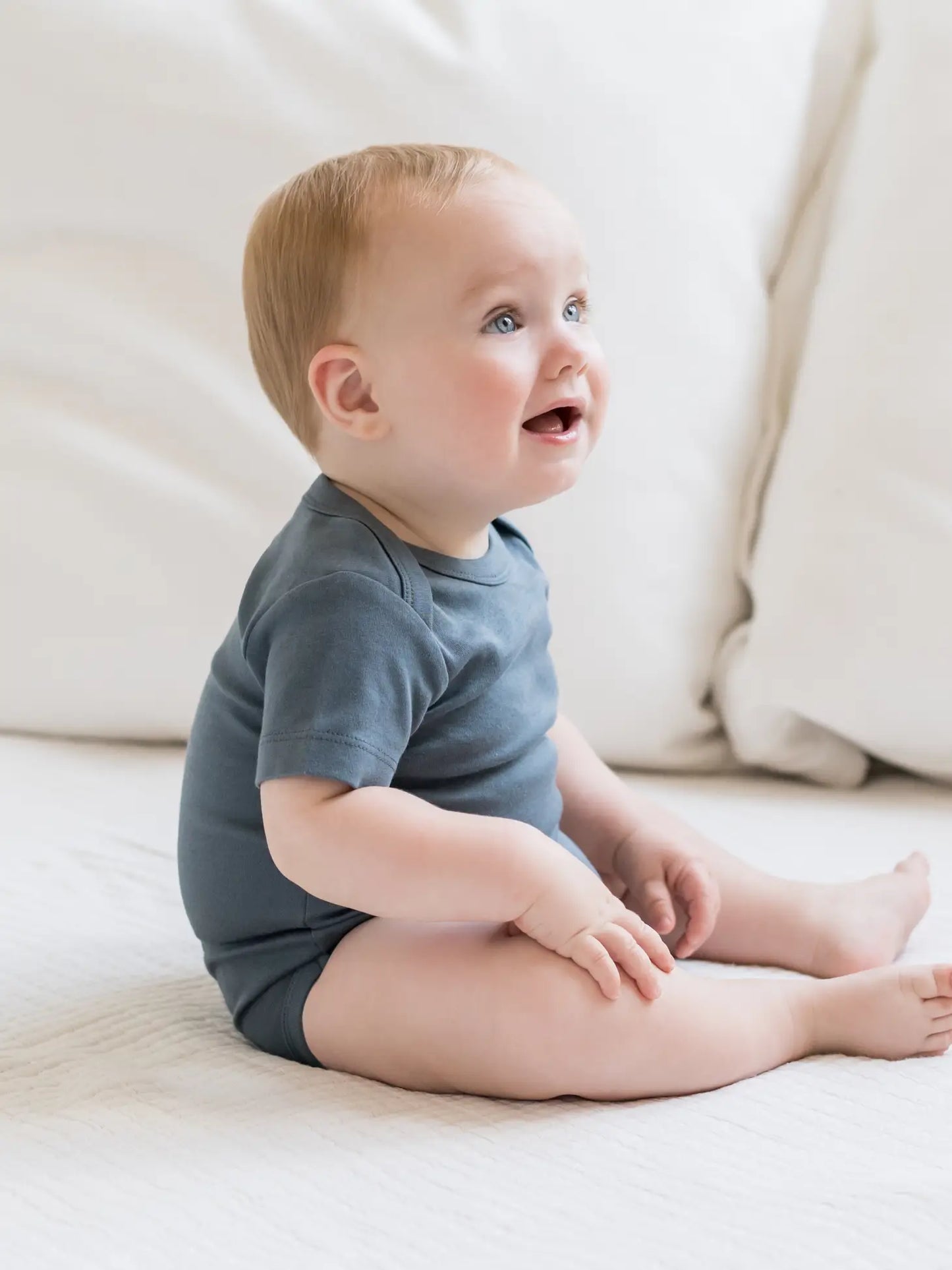 Colored Organics - Organic Baby and Kids Reef Henley Crew Neck Tee - Harbor