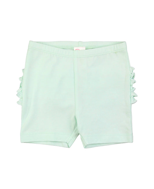 RuffleButts + RuggedButts - Baby Girls Mint Knit Ruffle Playground Shorts: 2T/3T / Green