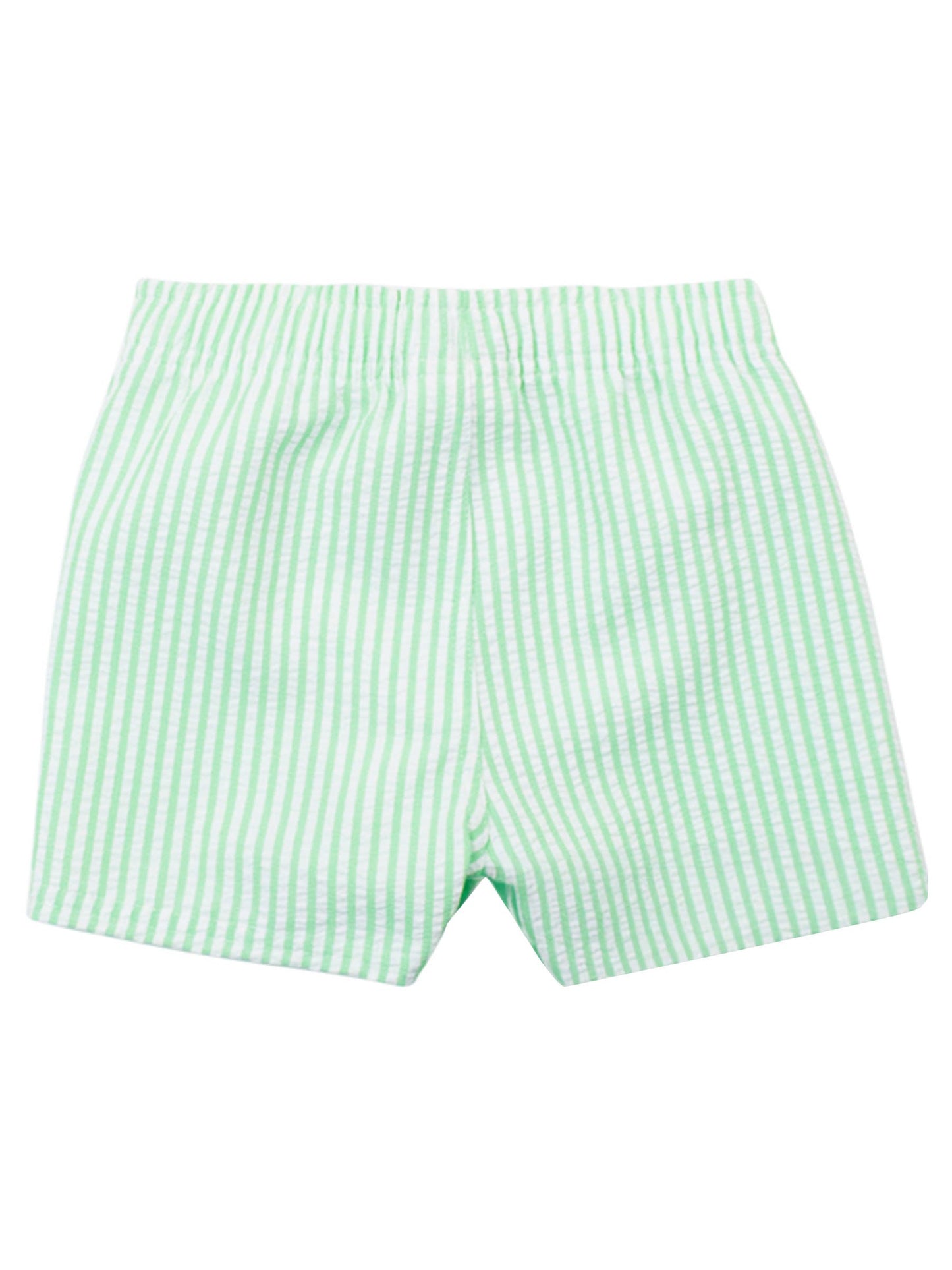 RuffleButts + RuggedButts - Boys Spring Green Seersucker Swim Trunks