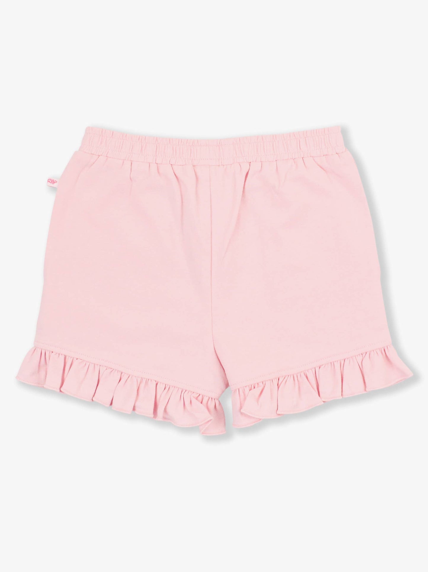 RuffleButts + RuggedButts - Girls Pink Knit Ruffle Trim Shorts