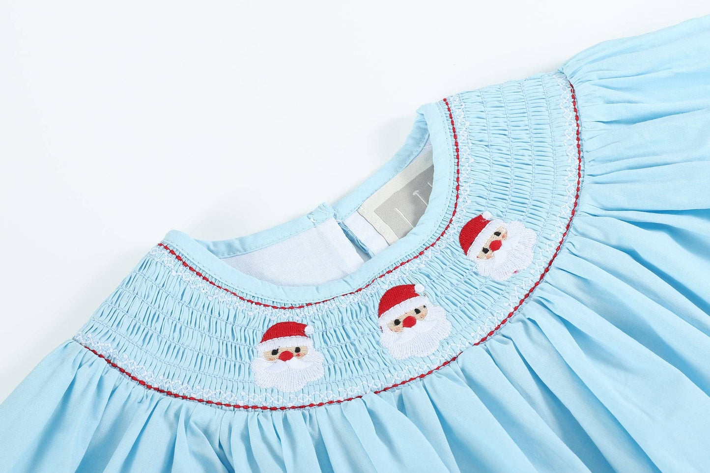 Lil Cactus - Blue Santa Smocked Bishop Dress