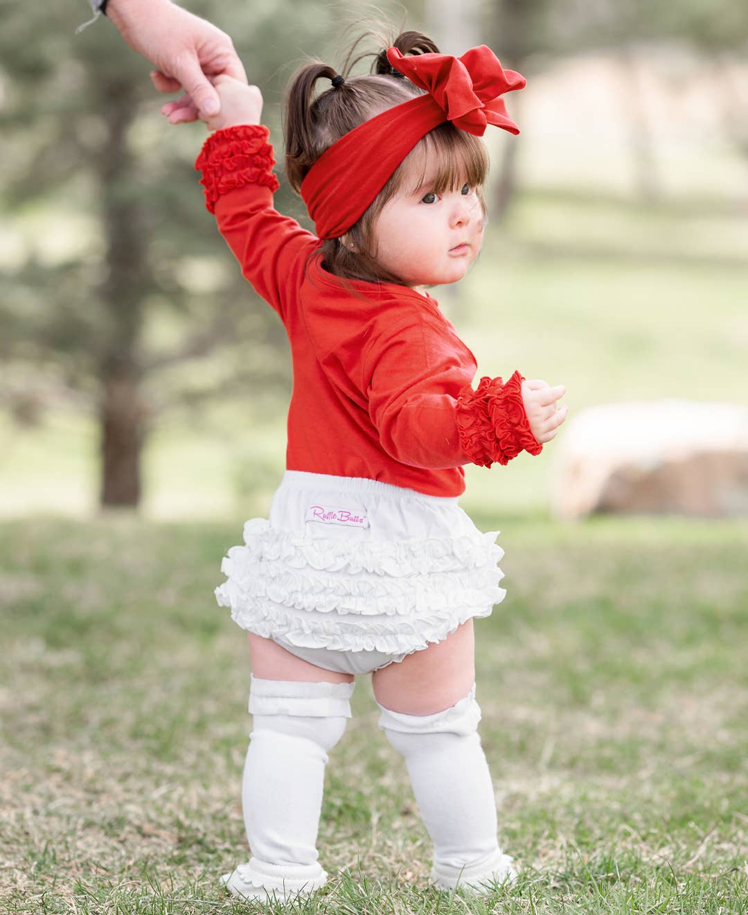 RuffleButts + RuggedButts - Girls 3-Pack Knee High Ruffle Socks - Black, White & Dark Navy