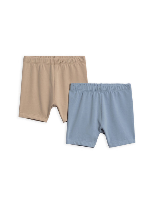 Colored Organics - Organic 2-Pack Billie Biker Shorts - Rain + Beige