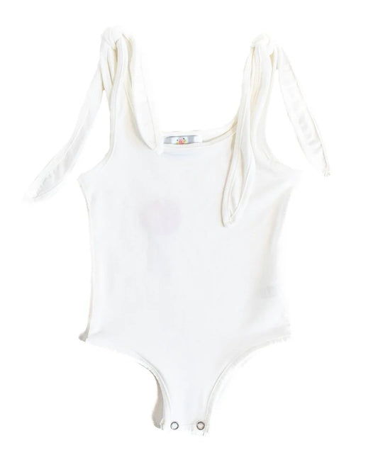 Bailey's Blossoms - Madden Tie Shoulder Tank Leotard - White