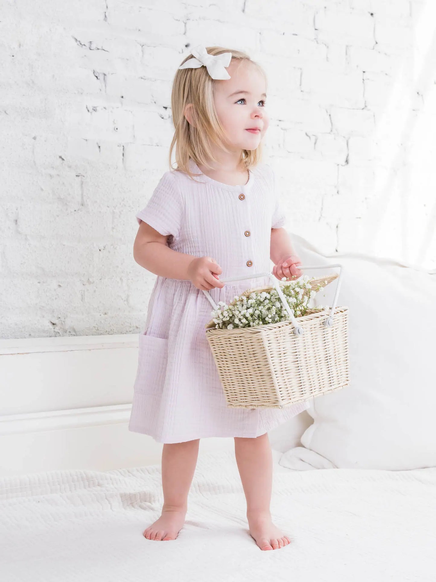 Colored Organics - Mabel Muslin Button Dress - Tan, Picnic, Lavender