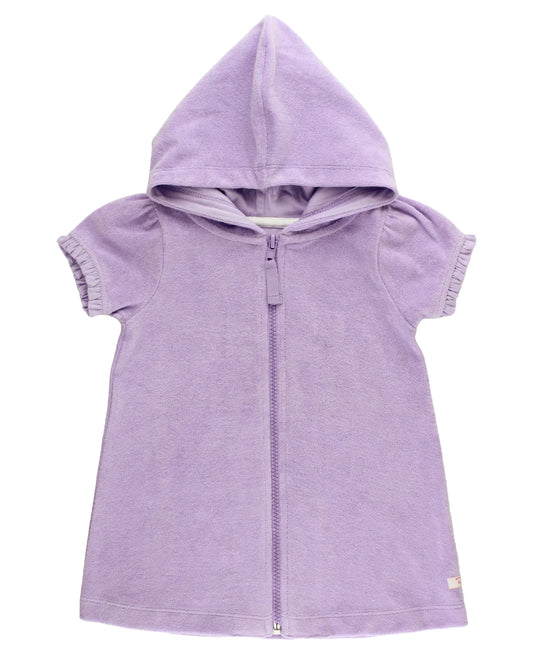 RuffleButts + RuggedButts - Girls Lavender Terry Full-Zip Cover Up