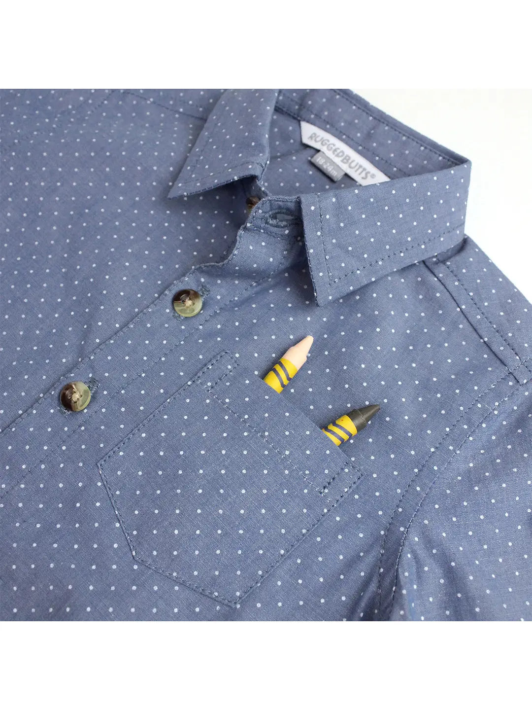 Chambray Dots Long Sleeve Button Down