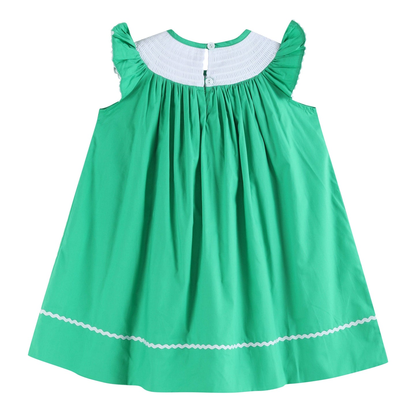 Lil Cactus - Green St. Patrick's Day Shamrock Smocked Bishop Dress: 12-18M
