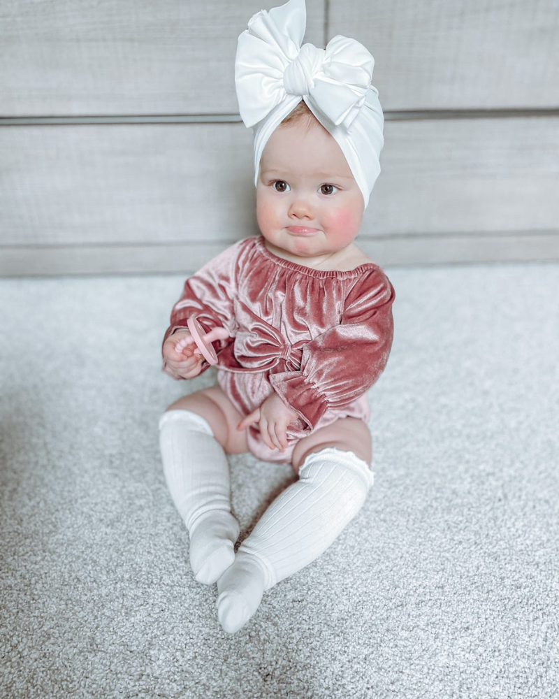 Everly Bow Front Bubble Romper - Rose Velour