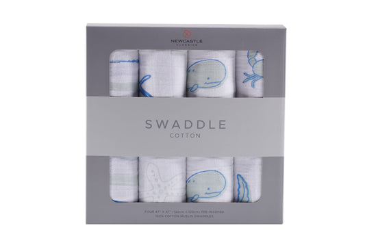 Newcastle Classics - Ocean Friends Swaddle 4-Pack