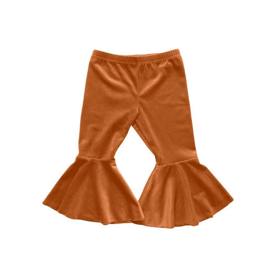 Bailey's Blossoms - Lina Pleated Velour Bell Bottoms - Camel