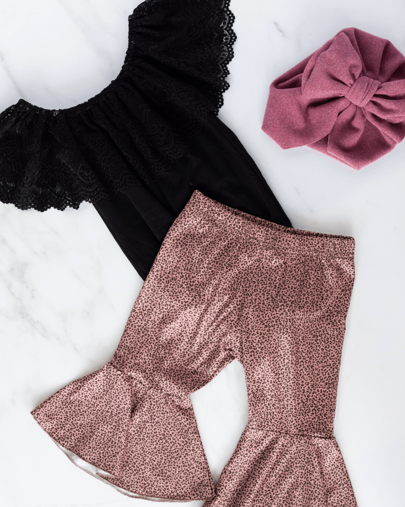 Bailey's Blossoms - Kenzie Lace Flutter Sleeve Leotard - Black