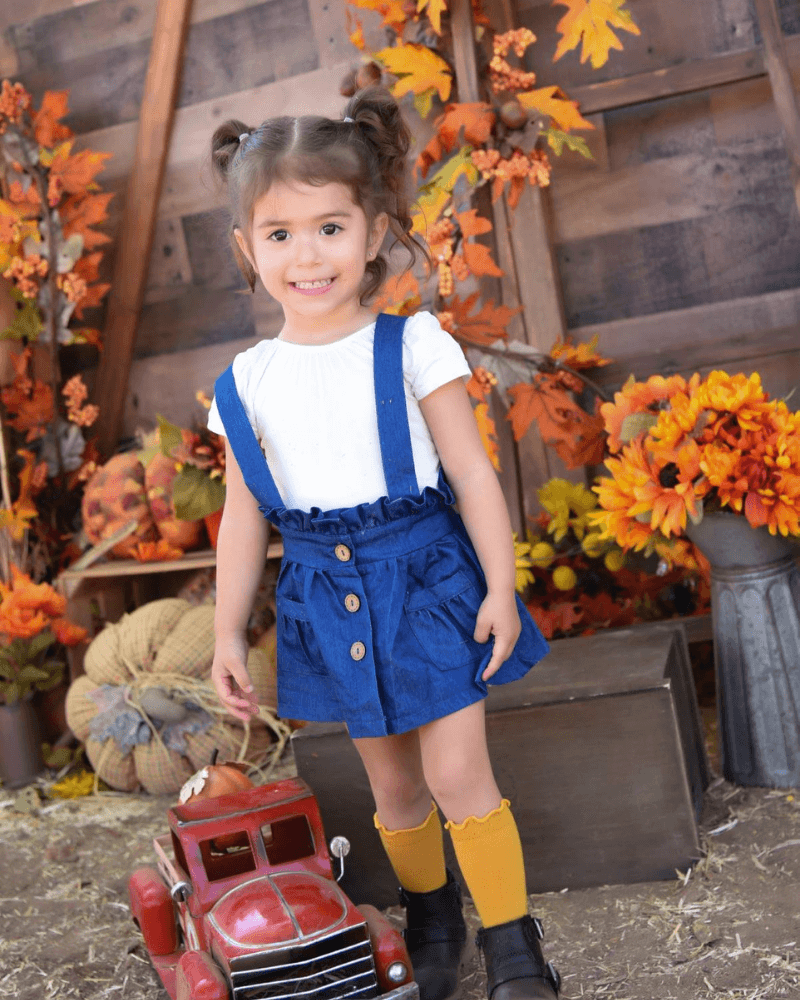 Bailey's Blossoms - Presley Denim Suspender Skirt - Dark Wash