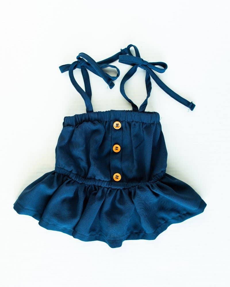 Bailey's Blossoms - Tera Tie Peplum Top - Navy