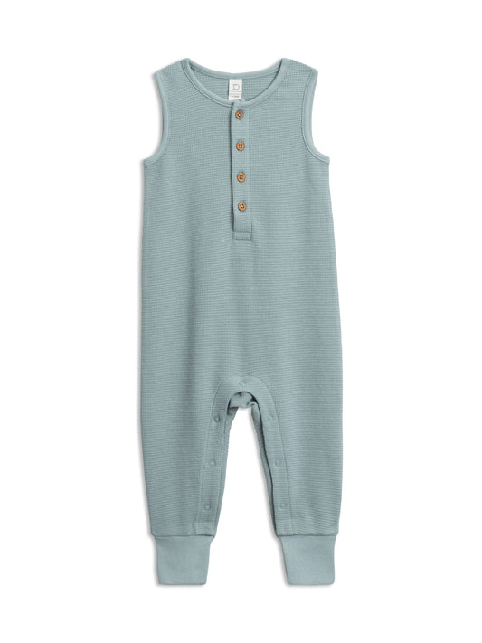 Colored Organics - Wade Waffle Henley Romper - Ocean