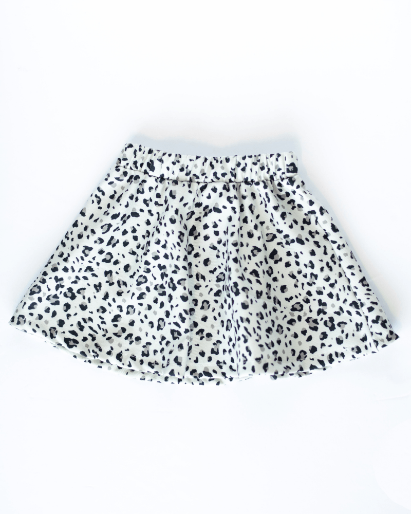 Bailey's Blossoms - Macee Winter Mini Skater Skirt - Snow Leopard