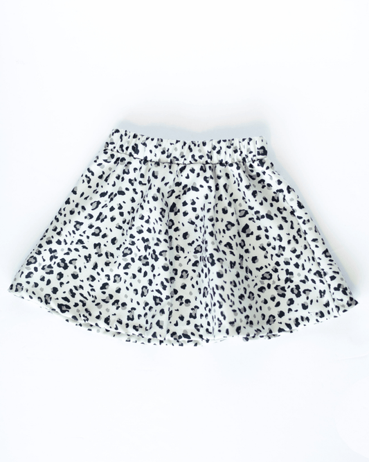 Bailey's Blossoms - Macee Winter Mini Skater Skirt - Snow Leopard