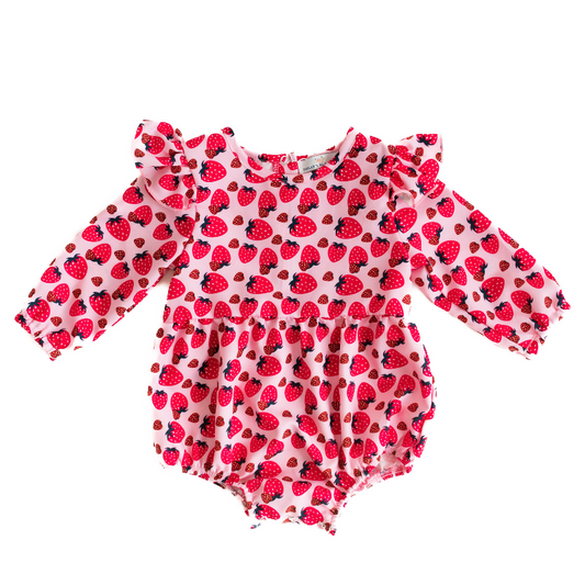 Bailey's Blossoms - Rhodes Bubble Shorty Romper - Strawberry Fields