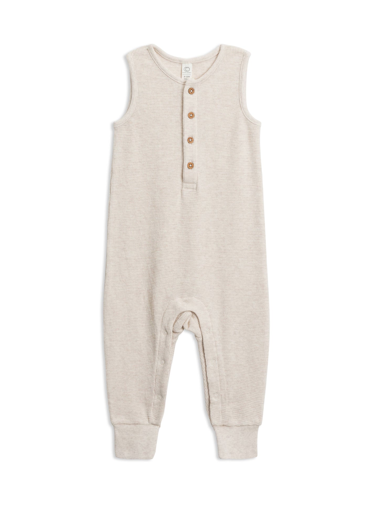 Colored Organics - Wade Waffle Henley Romper - Heather Oat