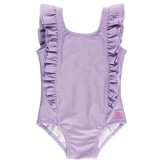 RuffleButts - Lavender Seersucker Waterfall One Piece