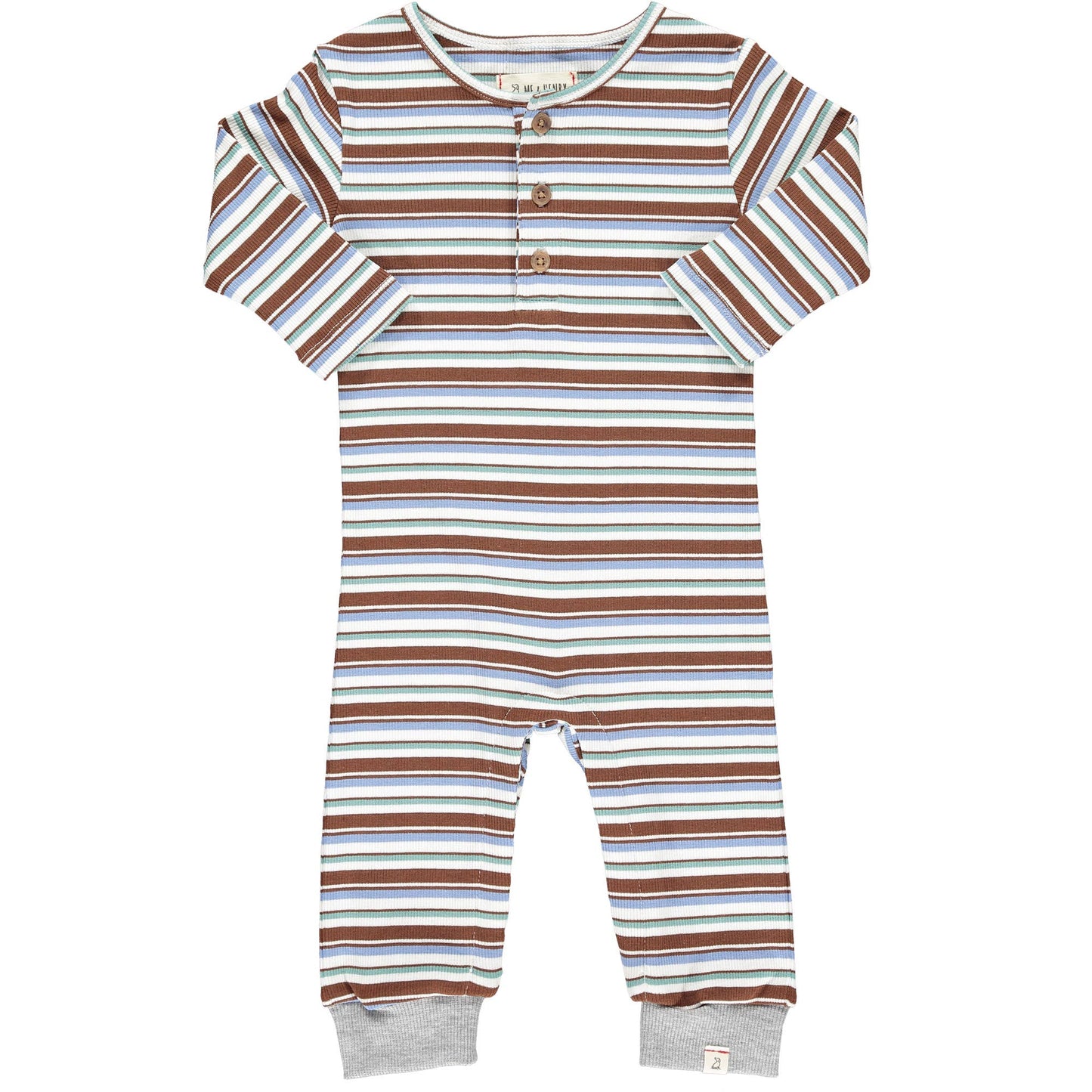 Me & Henry - MASON brown/sage/white ribbed romper