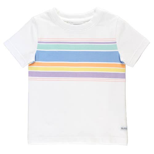 RuffleButts - Rainbow Lane Stripe Short Sleeve Basic Tee