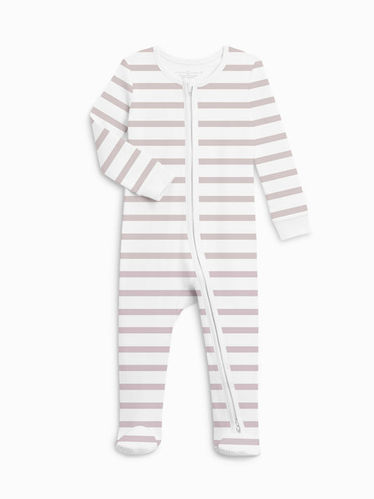 Colored Organics - Peyton Zipper Sleeper - Betty Stripe / Lavender