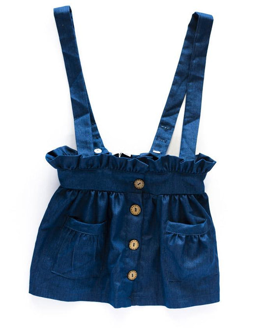 Bailey's Blossoms - Presley Denim Suspender Skirt - Dark Wash