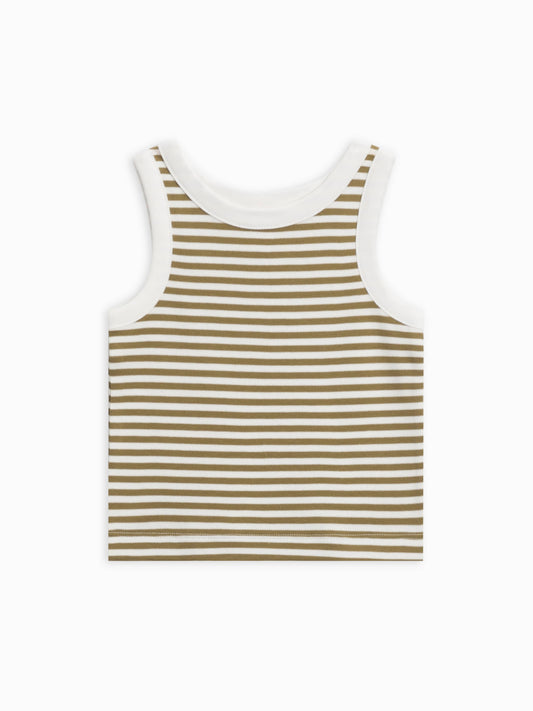 Colored Organics - Organic Baby and Kids Leni Tank -Greely Stripe /Ivory + Herb