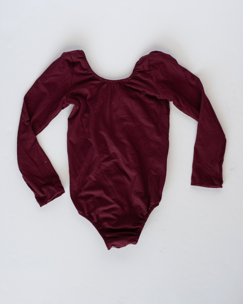 Bailey's Blossoms - Livee Long Sleeve Fleece Lined Leotard - Wine