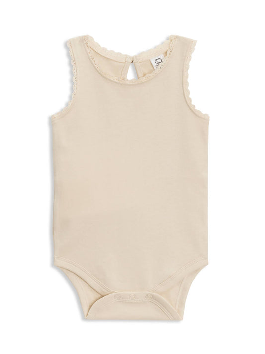 Colored Organics - Organic Baby Luna Lace Bodysuit - Natural