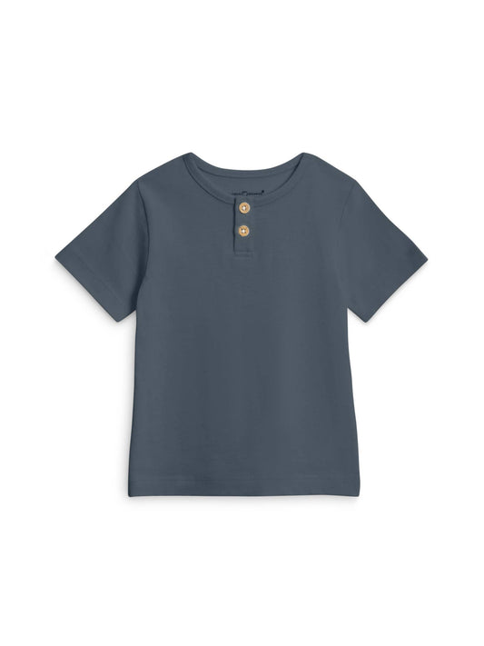 Colored Organics - Organic Baby and Kids Reef Henley Crew Neck Tee - Harbor