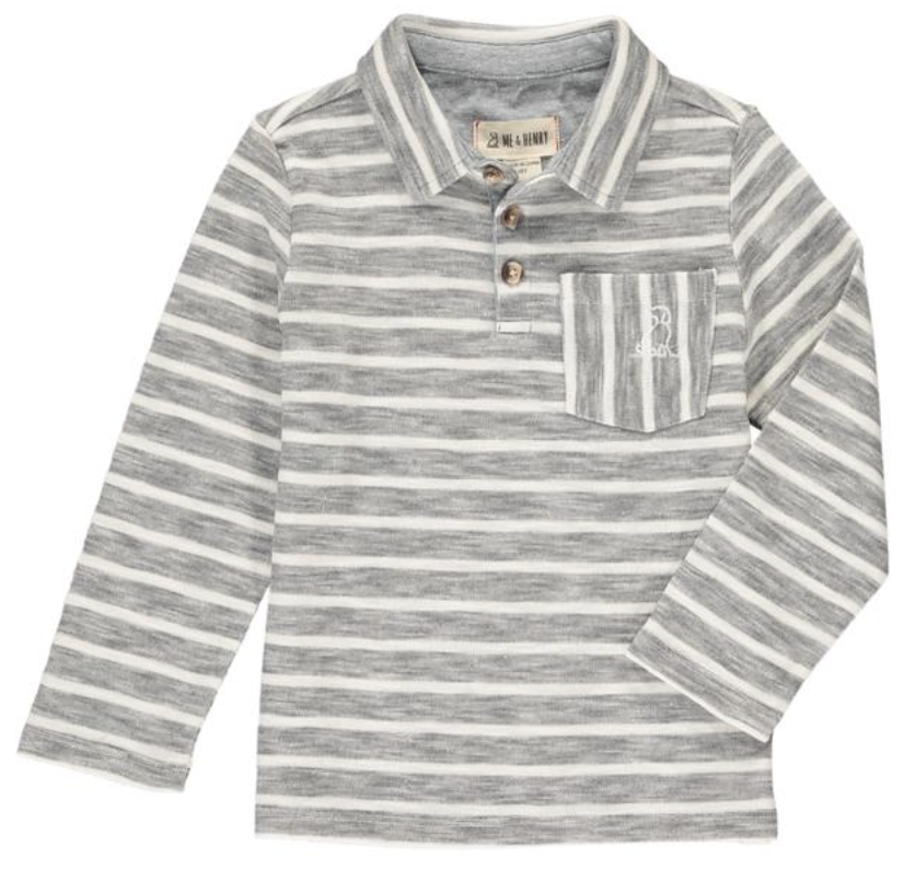 Me & Henry - Grey/White Stripe Polo