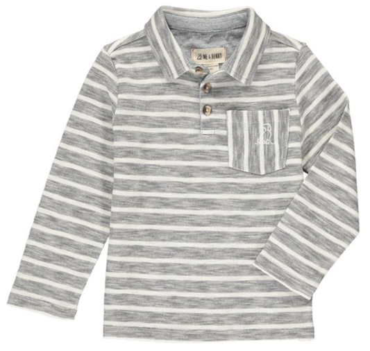 Me & Henry - Grey/White Stripe Polo