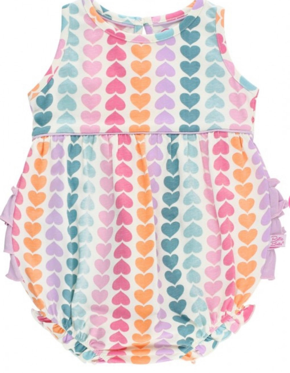 RuffleButts Rainbow Hearts Bubble Romper