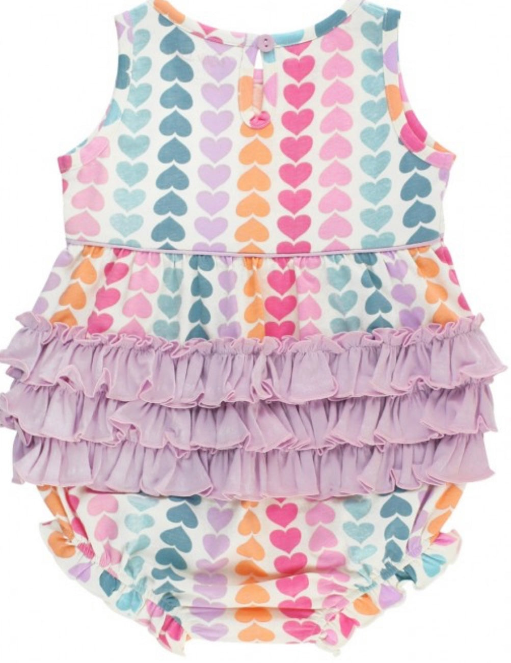 RuffleButts Rainbow Hearts Bubble Romper