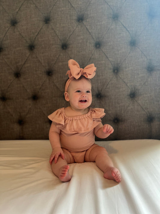 Isla Flutter Sleeve Leotard - Baby Pink