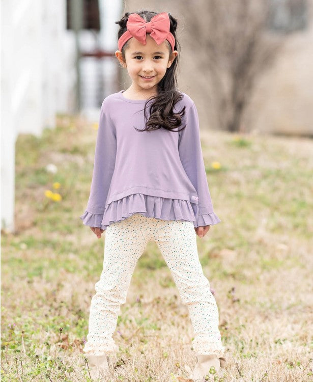 RuffleButts Icy Purple Ruffle Hem Top