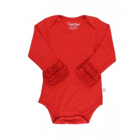 RuffleButts Red Ruffled Long Sleeve Layering Bodysuit