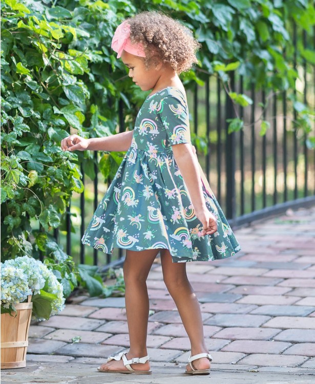 RuffleButts Floral Rainbows Twirl Dress