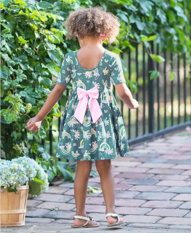 RuffleButts Floral Rainbows Twirl Dress
