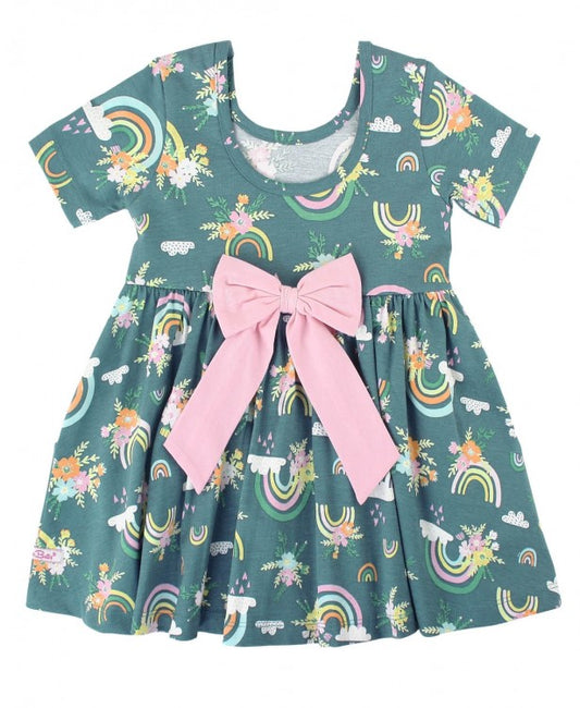 RuffleButts Floral Rainbows Twirl Dress