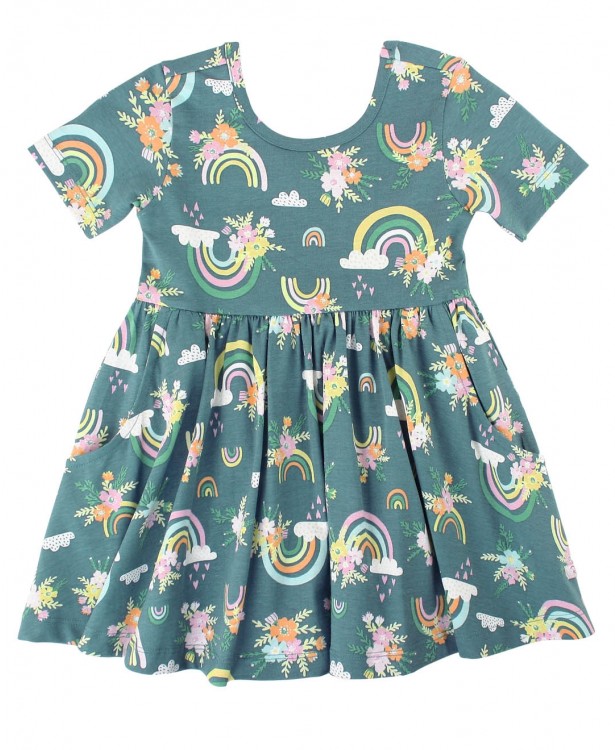 RuffleButts Floral Rainbows Twirl Dress