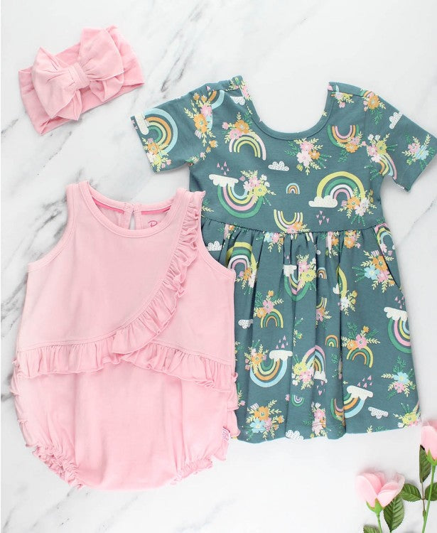 RuffleButts Floral Rainbows Twirl Dress