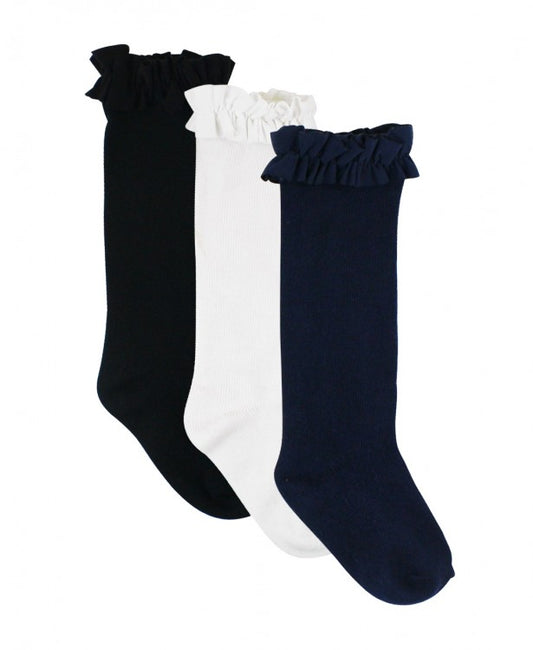 3-Pack White, Navy, Black Knee High Socks