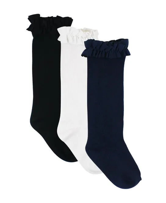 3-Pack White, Navy, Black Knee High Socks