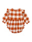 RuffleButts + RuggedButts - Baby Girls Rust Plaid Woven Flutter Bubble Romper