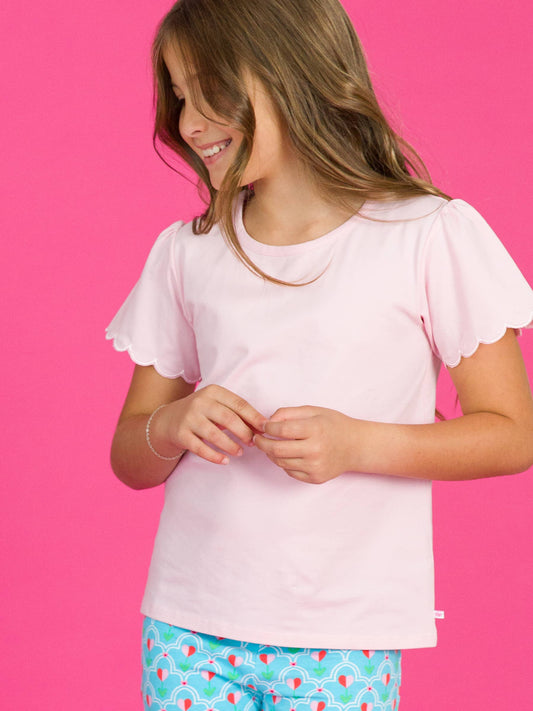 RuffleButts + RuggedButts - Girls Pink Scallop Tee