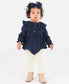 RuffleButts + RuggedButts - Baby Girls Dark Navy Stretch Corduroy Waterfall Bubble Romper